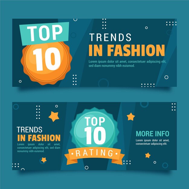 Free vector fashion trends top 10 rating banners