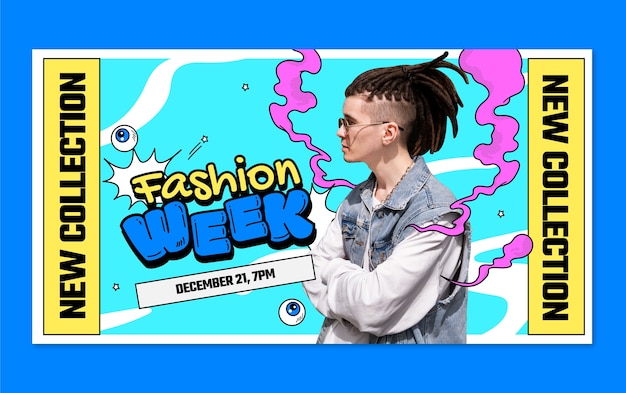 Free vector fashion week  facebook post template