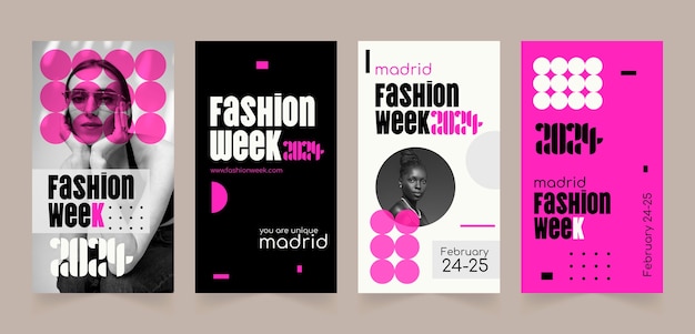 Free vector fashion week  instagram stories template