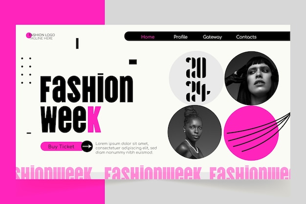 Бесплатное векторное изображение Шаблон целевой страницы недели моды