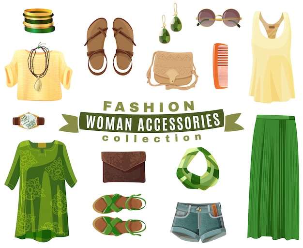 Free vector fashion woman accessories collection