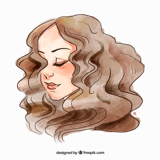 Free vector fashion woman face with curly hair