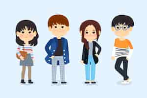 Free vector fashion young koreans illustrated