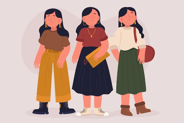 Free vector fashion young koreans illustration