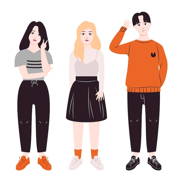 Free vector fashion young koreans illustration