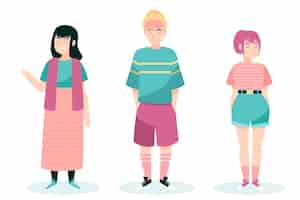 Free vector fashion young koreans illustration