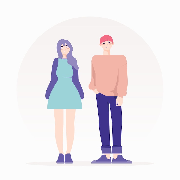 無料Vector ファッション若い韓国人イラスト