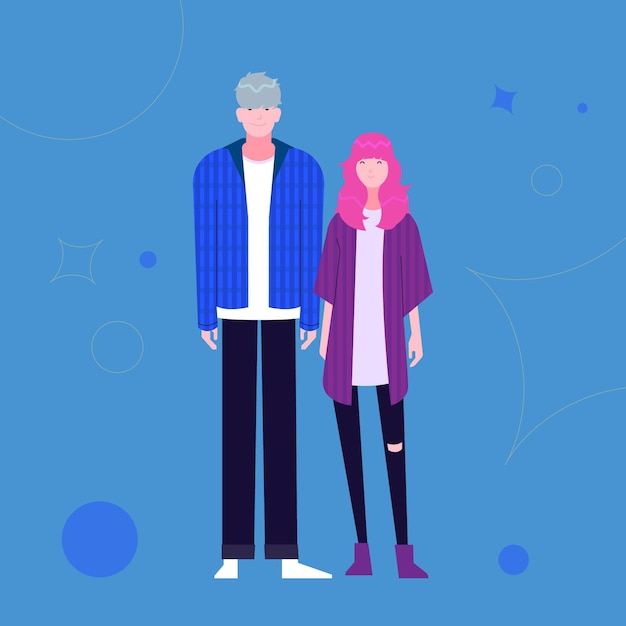 Free vector fashion young koreans illustration