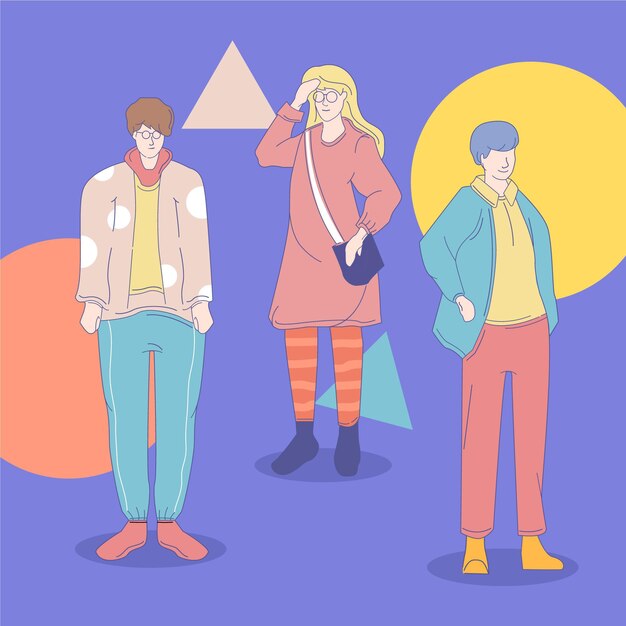 Free Vector fashion young koreans people