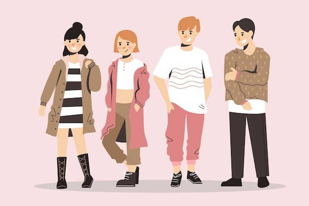 Free vector fashion young koreans