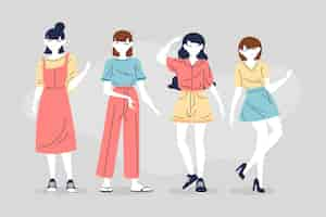 Free vector fashion young koreans