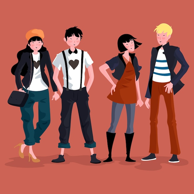 Free vector fashion young koreans