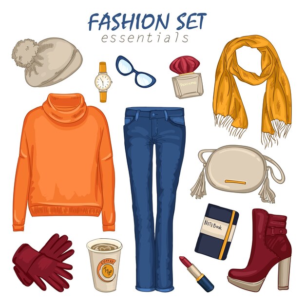 Fashionable Clothing Girl Composition