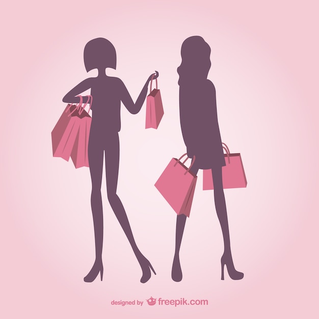 Free vector fashionable girls silhouettes