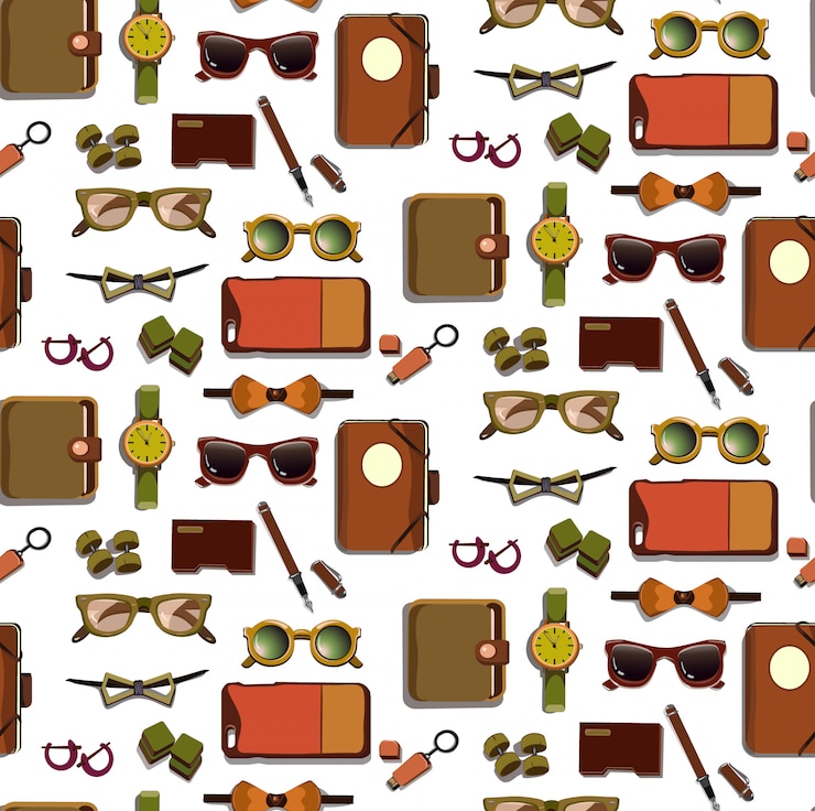 Free Vector fashionable hipster accessories seamless pattern