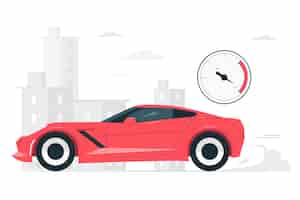 Бесплатное векторное изображение Иллюстрация концепции быстрого автомобиля