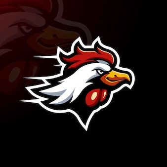 Fast chicken mascot logo design illustration vector