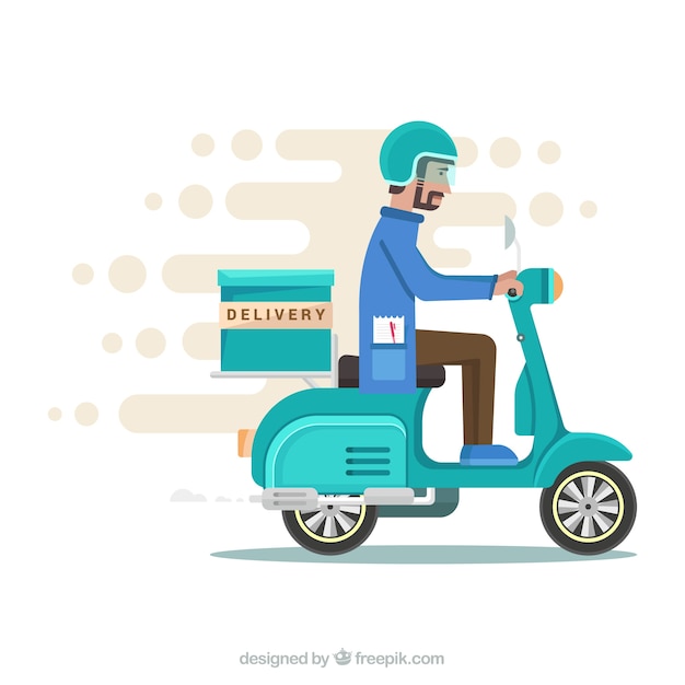 Free vector fast deliveryman with flat design