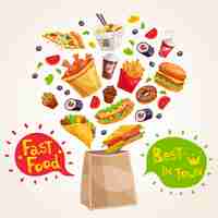 Free vector fast food advertising composition