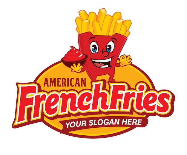 Fast Food American French Fries Logo Cartoon Premium Vector