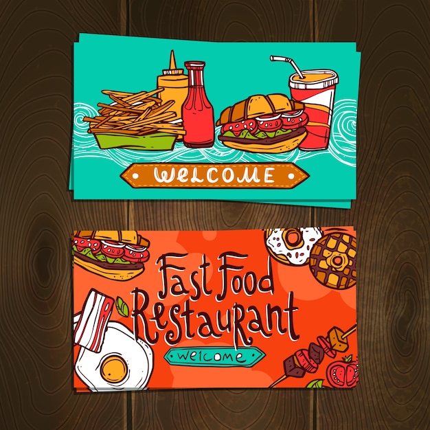 Free vector fast food cards