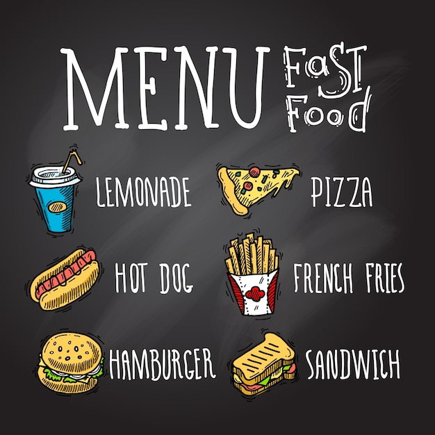 Free vector fast food chalkboard