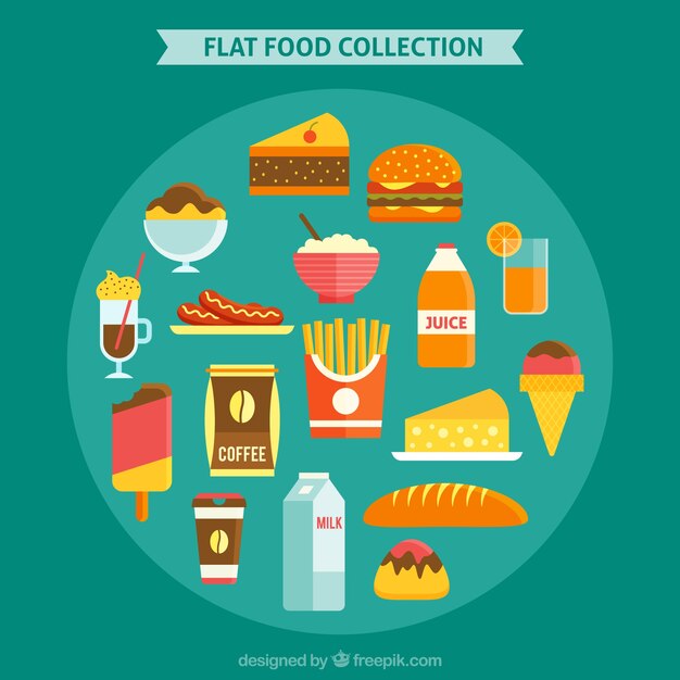 Fast food collection in flat design