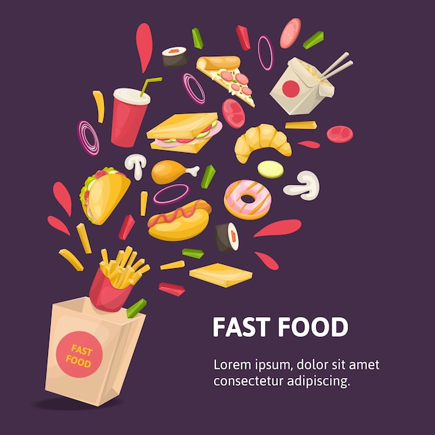 Vettore gratuito composizione fast food