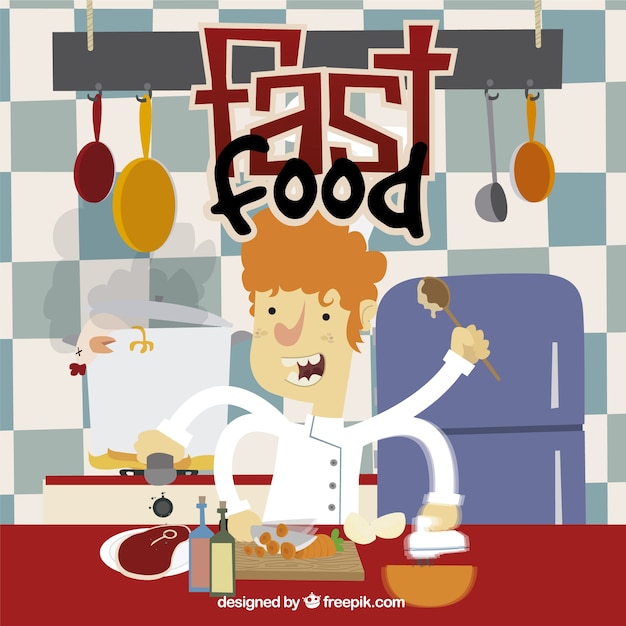 Free vector fast food cooker background