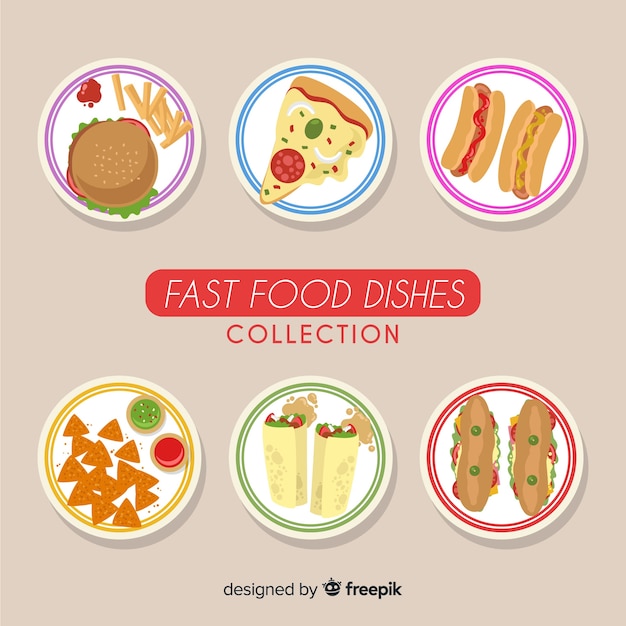 Fast food dishes collection