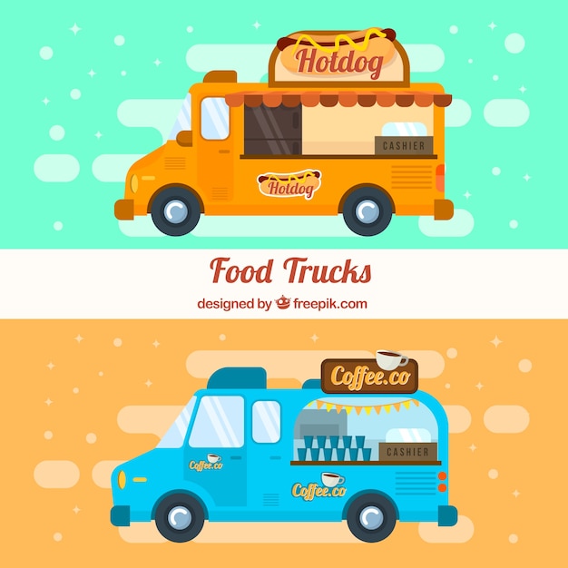 Free vector fast food and food trucks