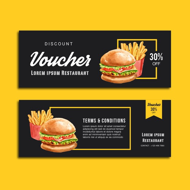 Fast food gift voucher discount order menu appetizer food