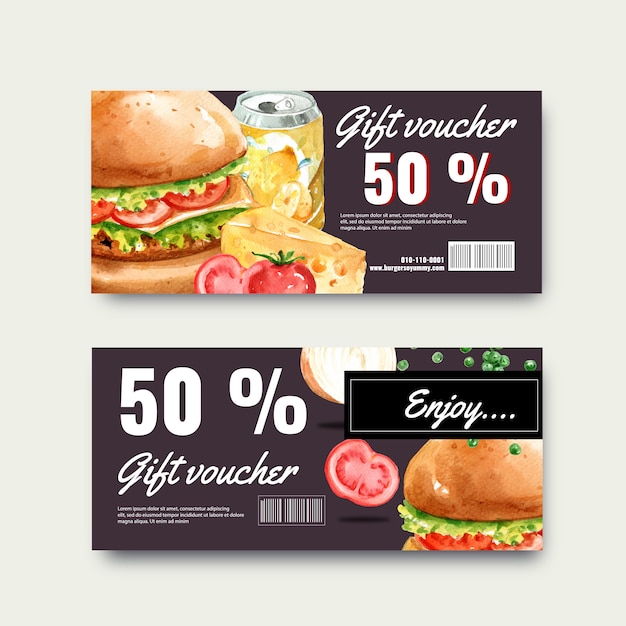 Fast food gift voucher discount order menu appetizer food