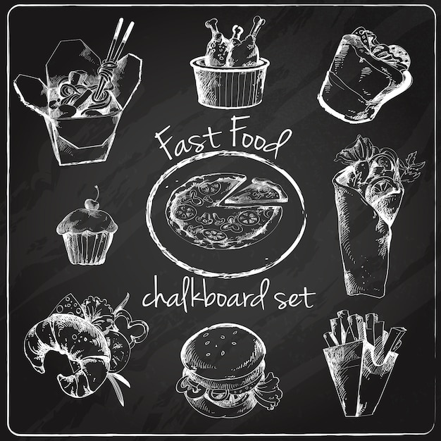 Fast food icon chalkboard