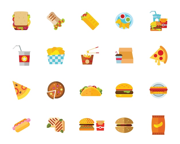 Set di icone di fast food