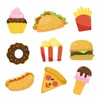 Free vector fast food icons collection