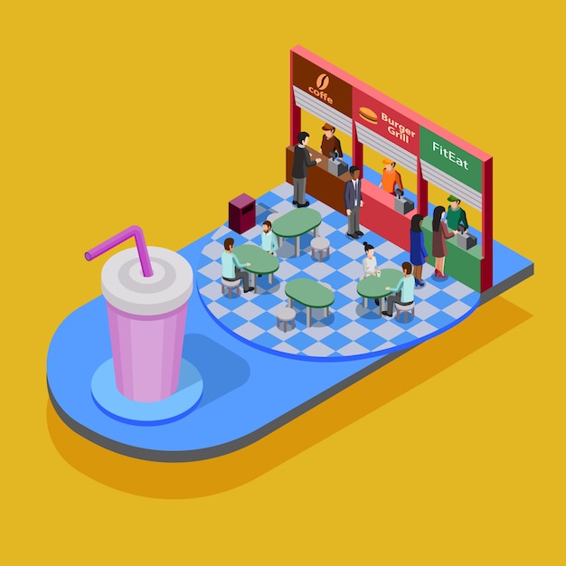 Free vector fast food isometric concept