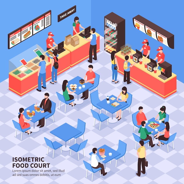 Free vector fast food isometric illustration