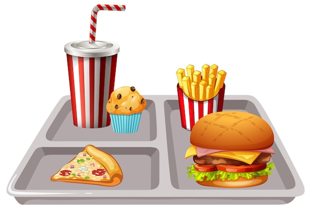 Free vector fast food meal set on white background