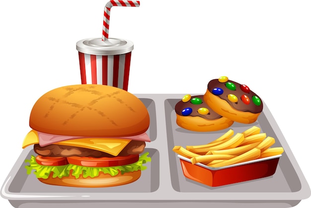 Free vector fast food meal set on white background