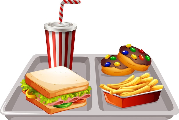 Free vector fast food meal set on white background