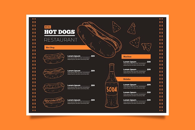 Free vector fast food menu template