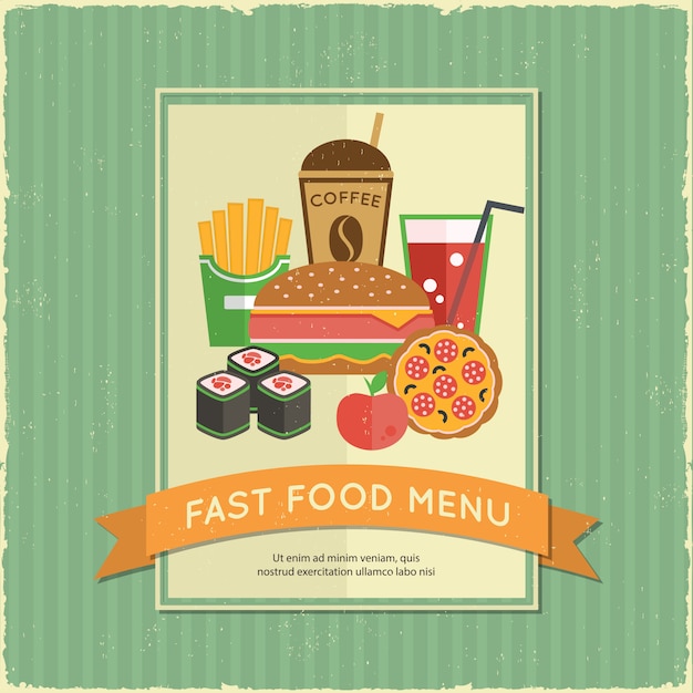 Vettore gratuito menu fast food