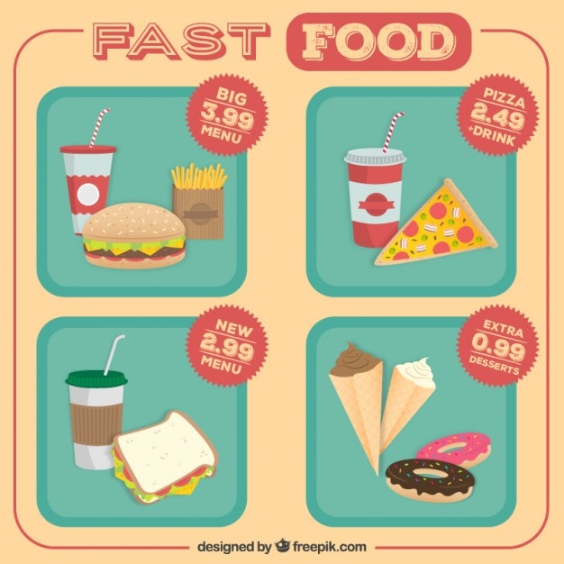 Vettore gratuito fast food offerta menu