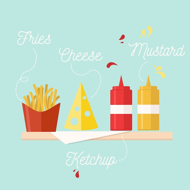 Free vector fast food on party illustration