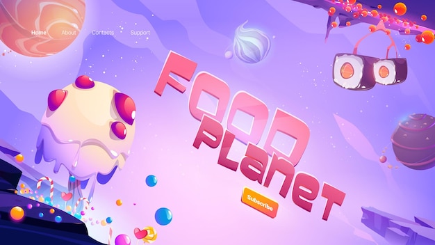 Fast food planet cartoon web banner