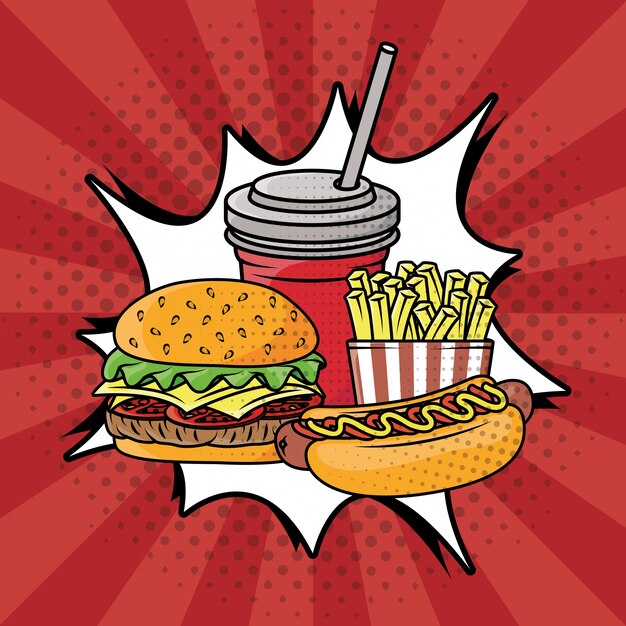 Fast food pop art style