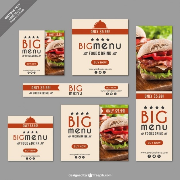 Vettore gratuito fast food ristorante banner set