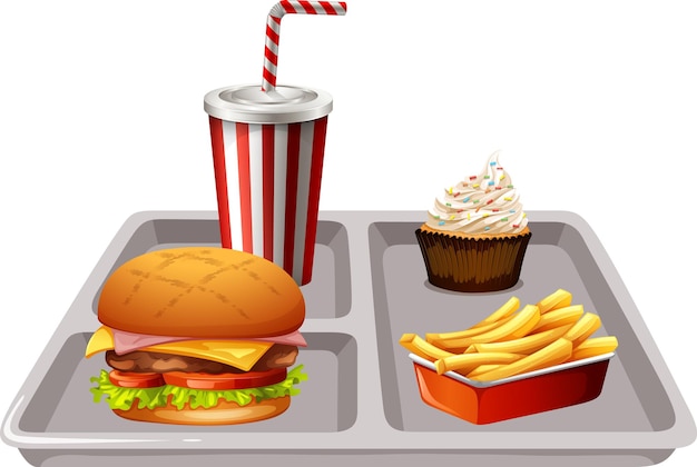 Free vector fast food set in a tray