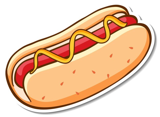 Fast food sticker design with Hot dog isolated